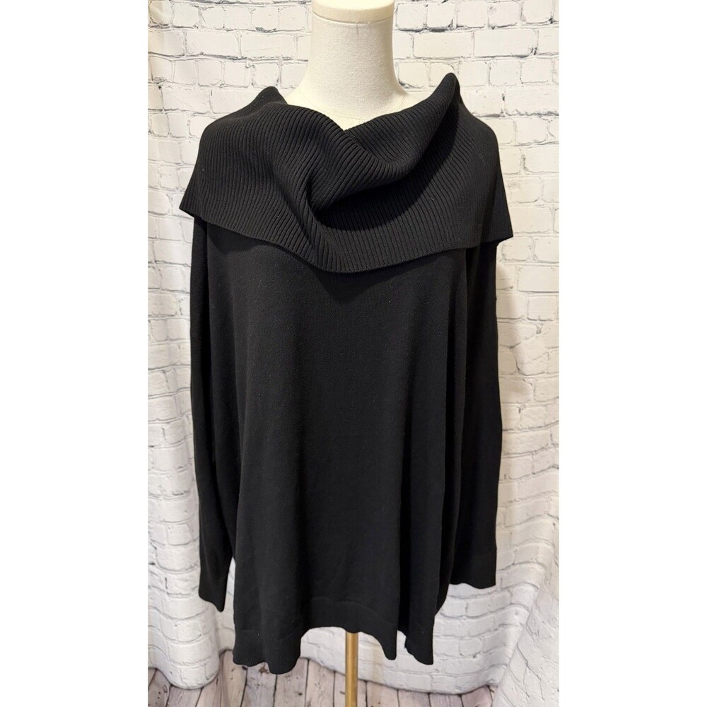 Torrid Sweater 3/3X Plus Size Black Off The Shoulder Knit Long Sleeve Ribbed